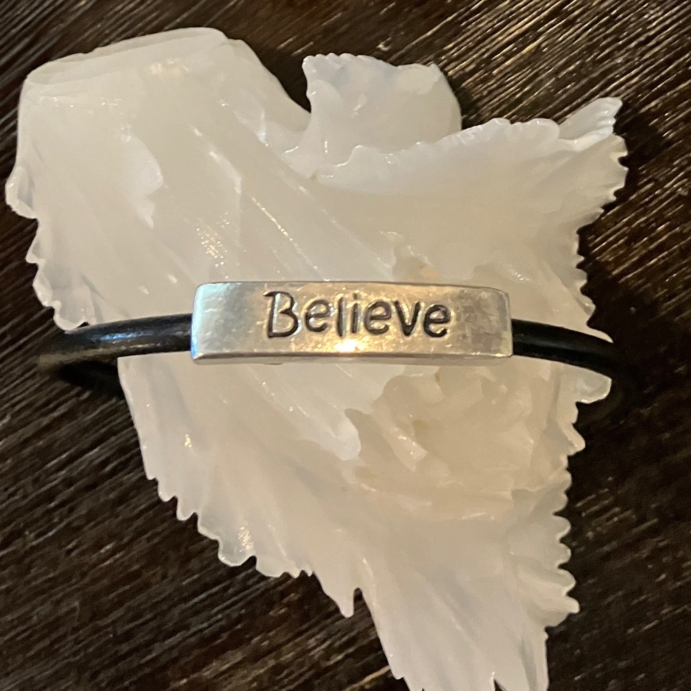 Bar Bracelet stamped with “Believe”